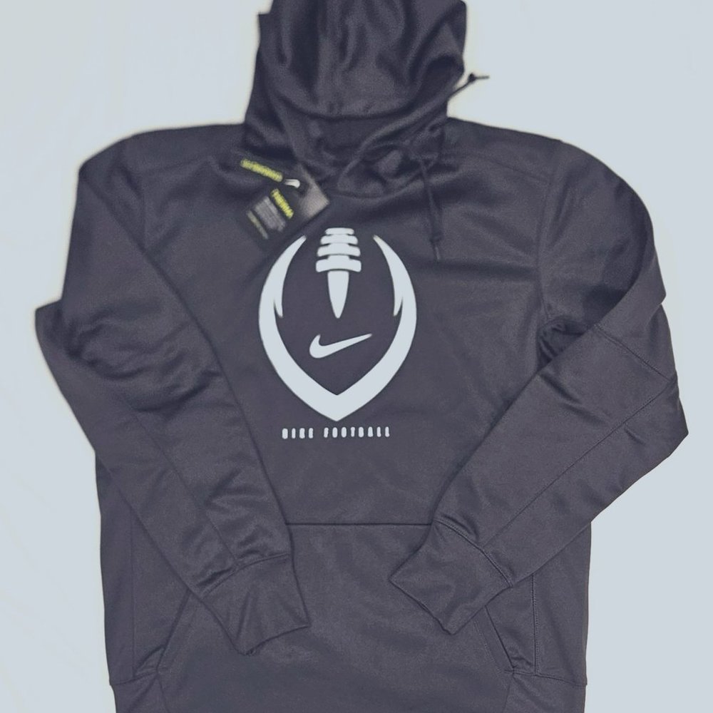 NIKE THERMA FIT FOOTBALL HOODIE GREY WHITE NEW